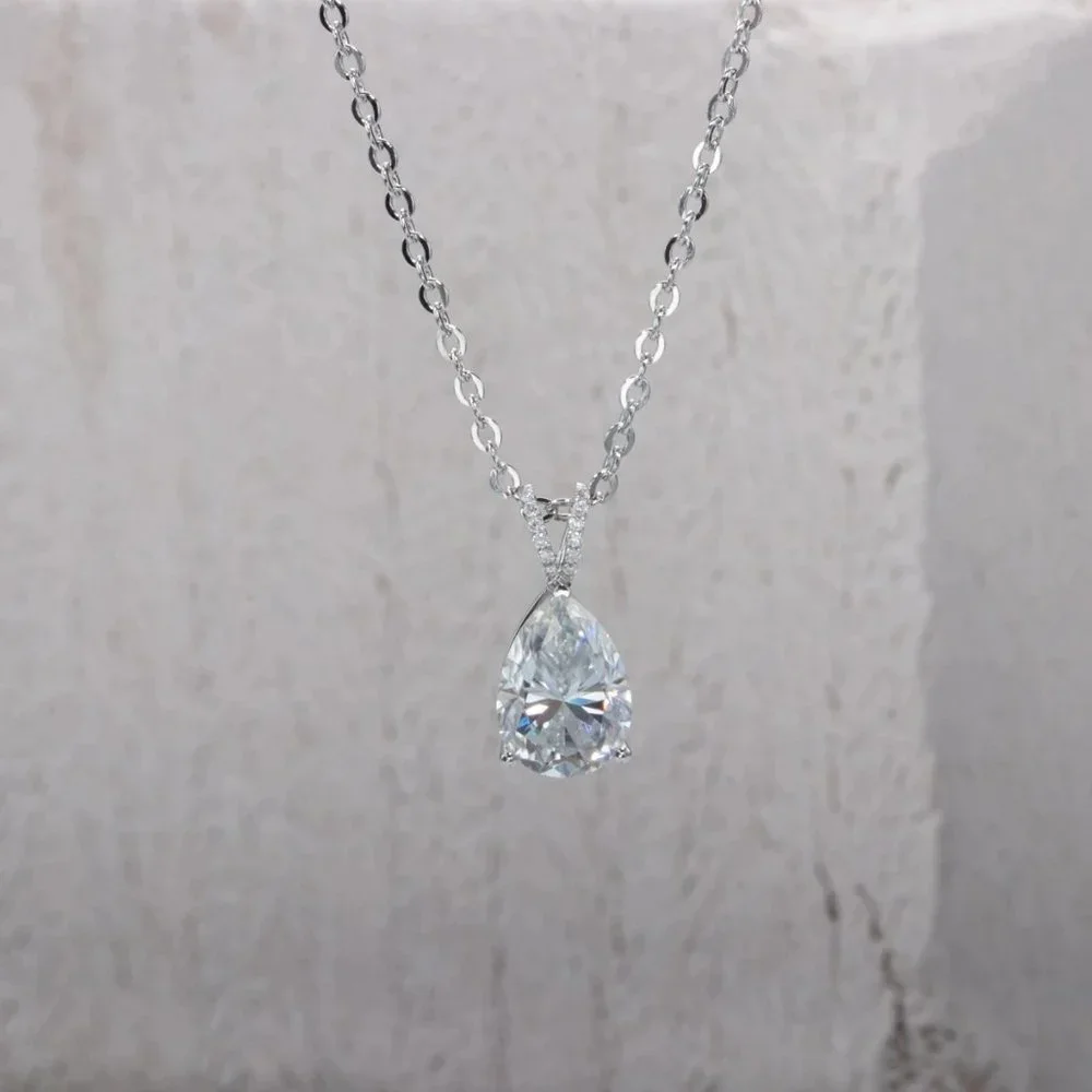 Certified 2ct. t.w. Moissanite Diamond Teardrop Necklace